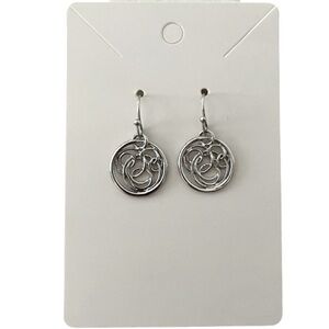 Silver Tone Filigree Circle Drop Earrings | Swirl Dangle
